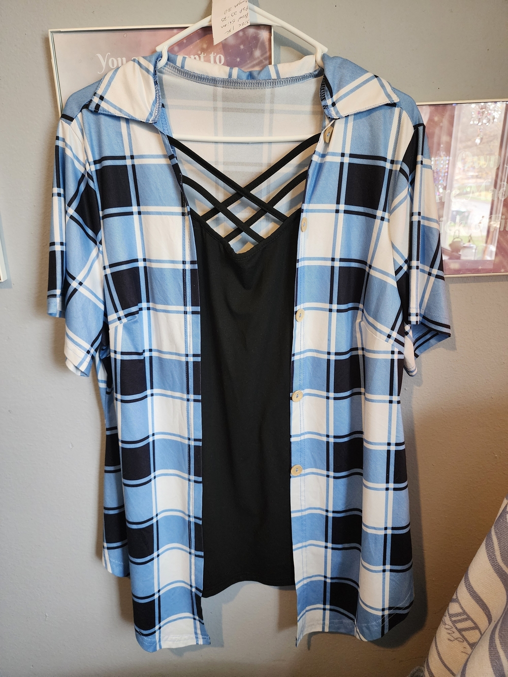 Blue & Black Plaid Top
